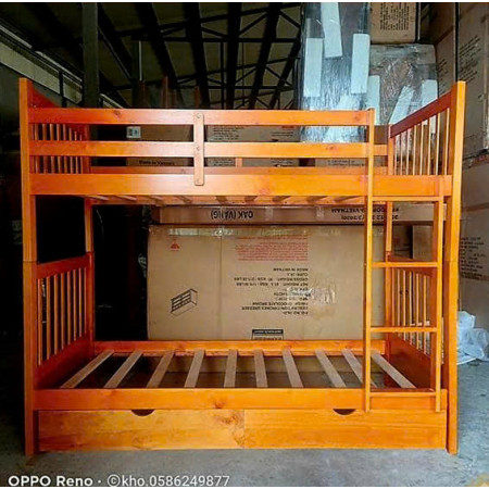B012 - Oak : Giường 3 Tầng - Trên 1m / Dưới 1m / Chạm Đất 1m